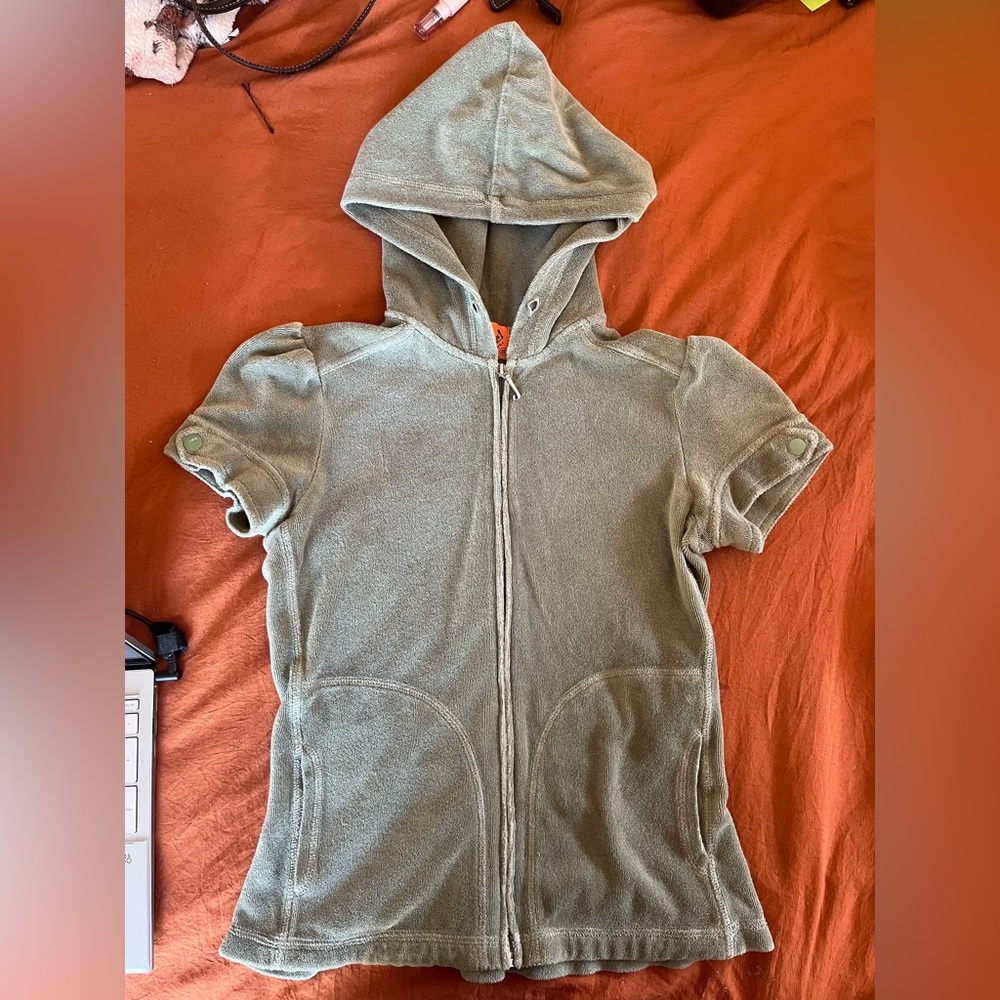 Olive Juicy Couture short sleeve zip up
